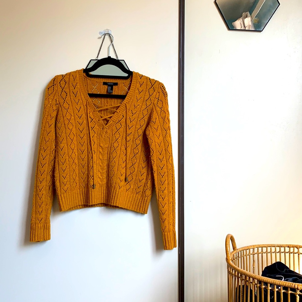 Mustard Crochet Sweater